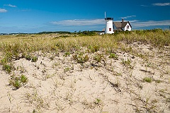 Headless Stage Harbor Lighthouse on Cape Cod Beach